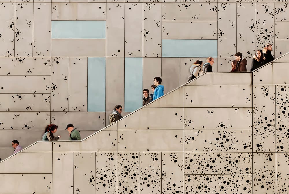 People on Modern Stairs by Ritxard Perez — canvas wall art