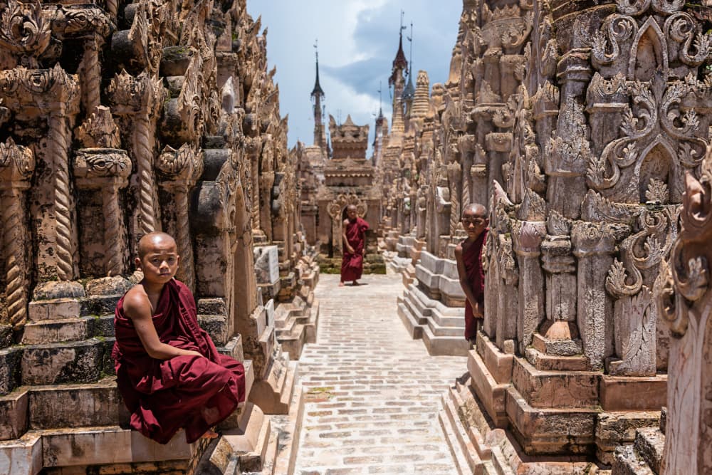 Young Monks Temple Path by Amnon Eichelberg — canvas wall art
