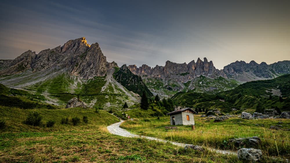 Mountain Cabin Path by Xun LI — canvas wall art