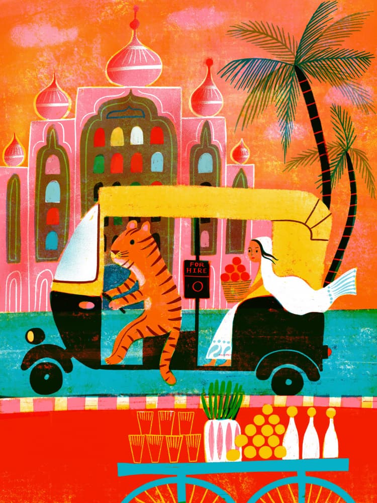 Tiger Rickshaw Ride by uta krogmann — canvas wall art