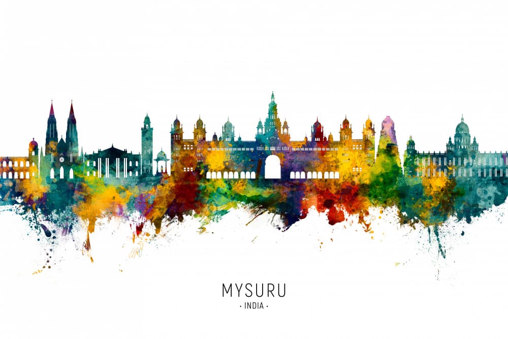 Mysuru Vibrant Skyline by Michael Tompsett — canvas wall art