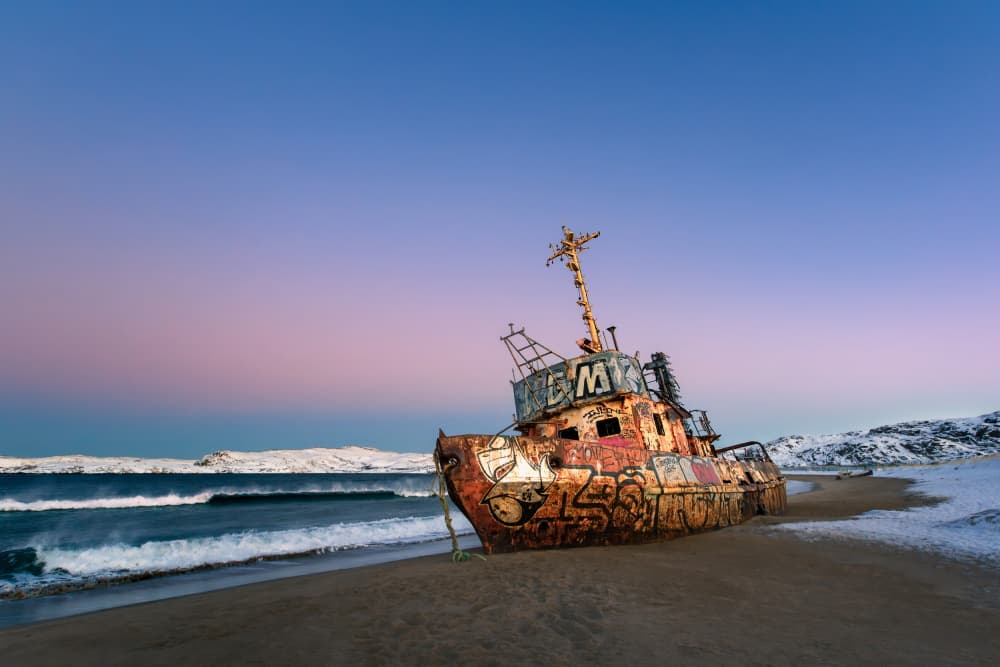 Rusty Shipwreck Beach by wuyi — canvas wall art
