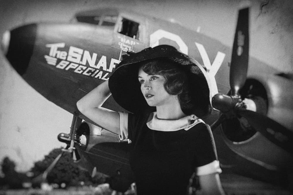 Elegant Aviation Lady by Manu Allicot — canvas wall art