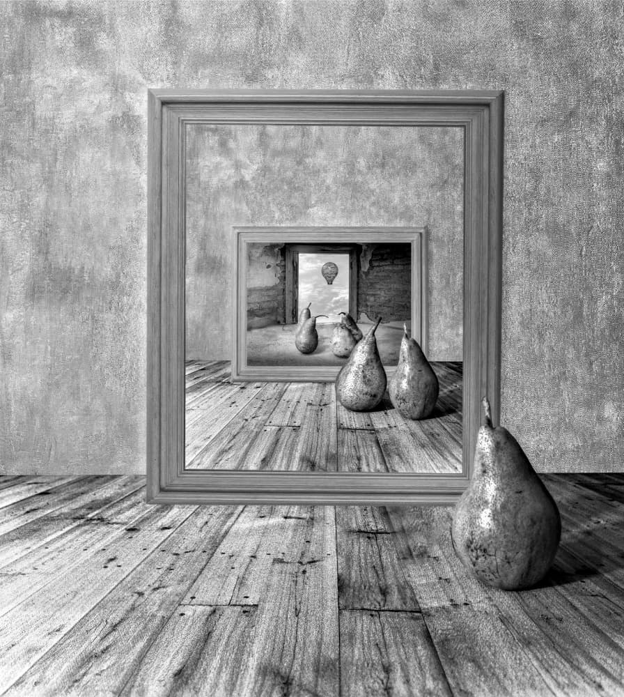 Surreal Pear Still Life by Montserrat Alviani — canvas wall art