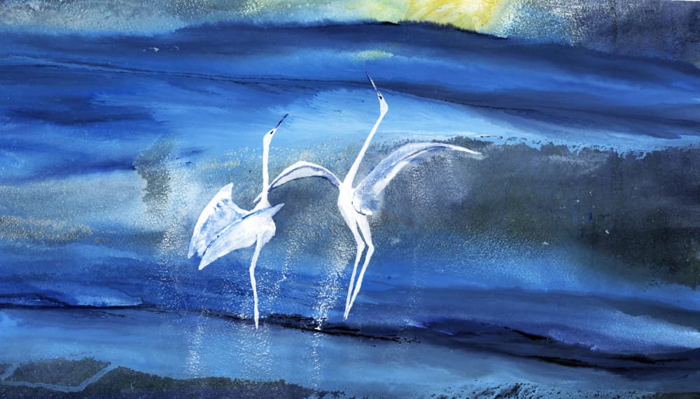 Graceful Egret Dance by RodMacIver — canvas wall art