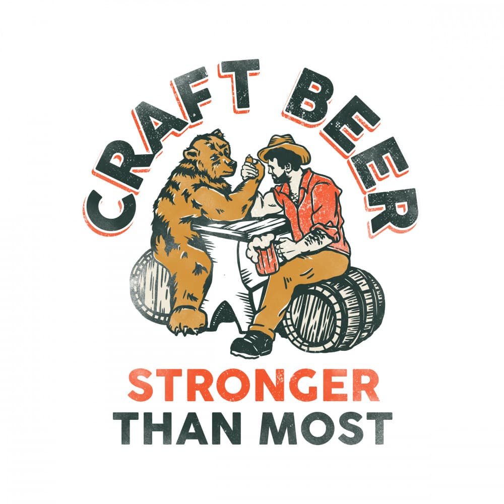 Craft Beer Stronger Than Most. Bear Arm Wrestling Wall Art by The Whiskey Ginger — canvas wall art