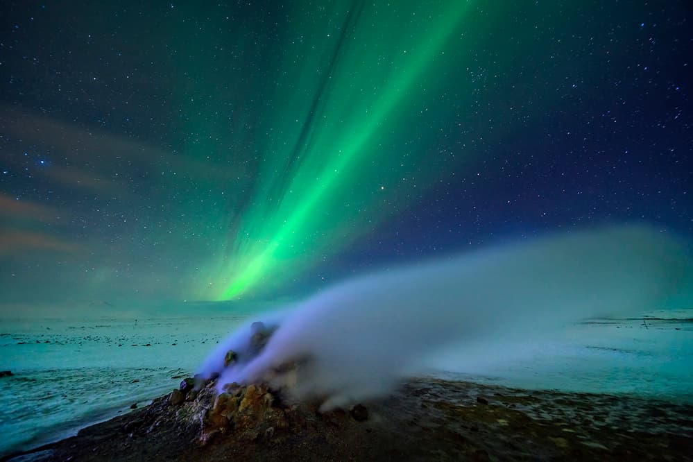 Vibrant Aurora Geothermal Night by Hua Zhu — canvas wall art