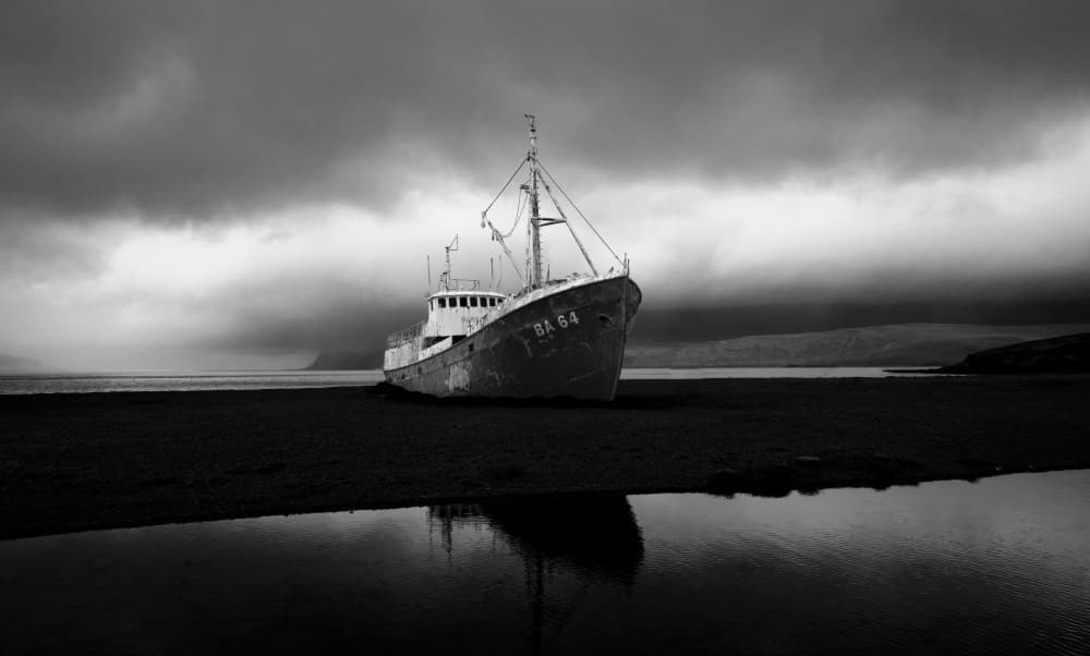 Abandoned Ship Reflection by Erik Engström — canvas wall art