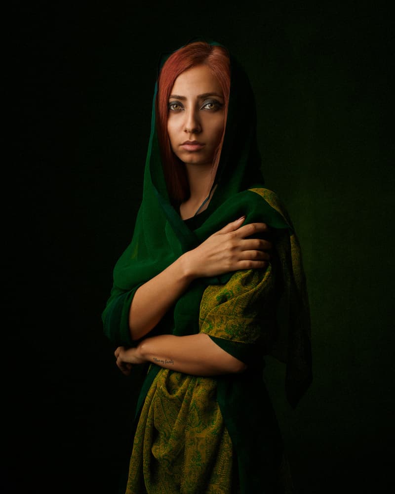 Mysterious Woman in Green by Mehdi Mokhtari — canvas wall art