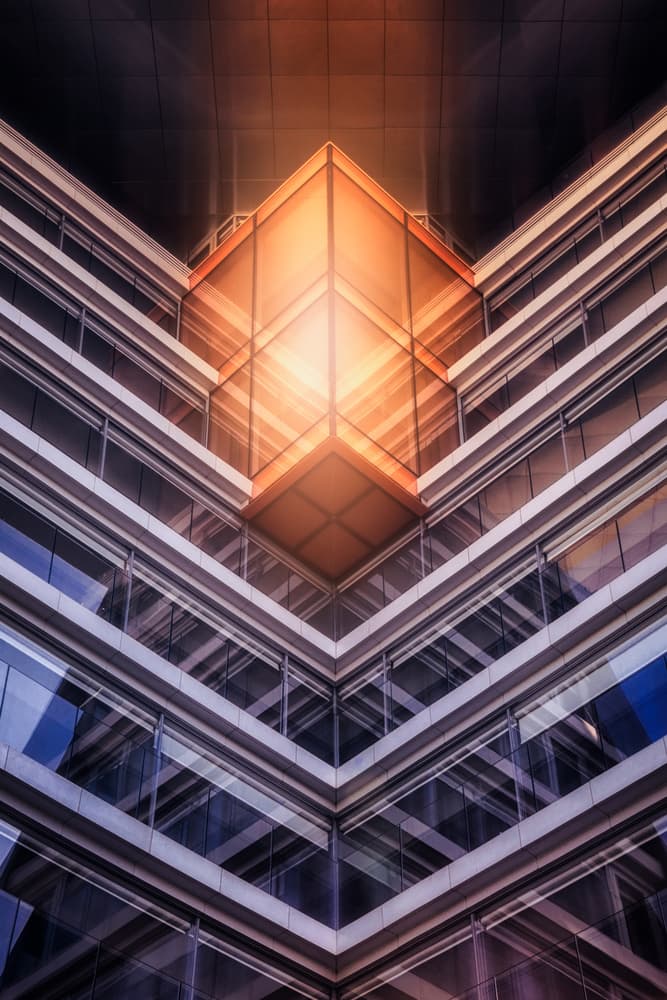 Modern Skyscraper Glow by Iván Ferrero — canvas wall art