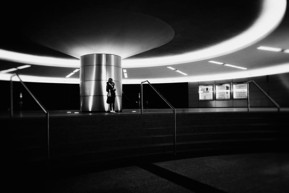 Lone Figure Modern Subway by Holger Droste — canvas wall art