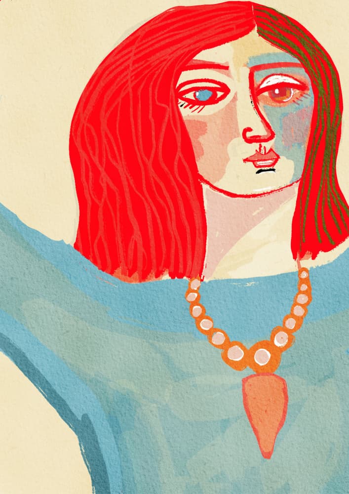 Colorful Red Haired Woman by Sharyn Bursic — canvas wall art