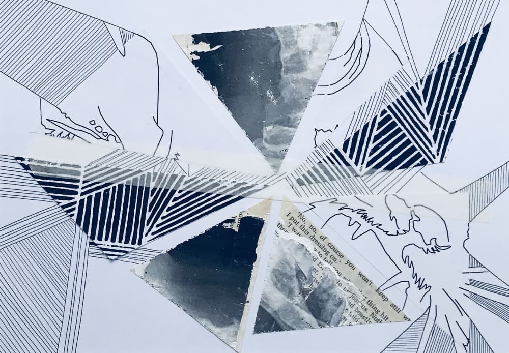 Fragmented Geometric Collage by kellymariesmith — canvas wall art