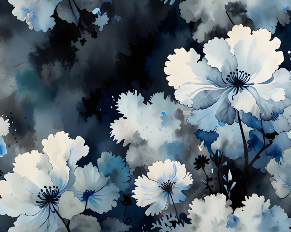 Elegant Indigo Blooms by Kintsugi99 — canvas wall art
