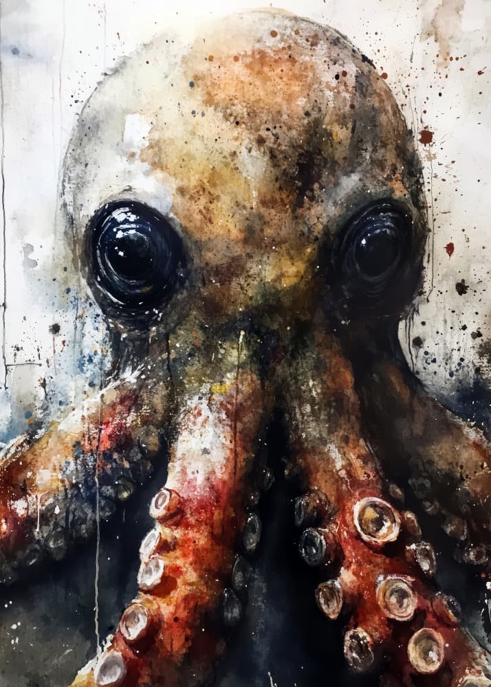 Mysterious Deep Sea Octopus by Justyna Jaszke — canvas wall art