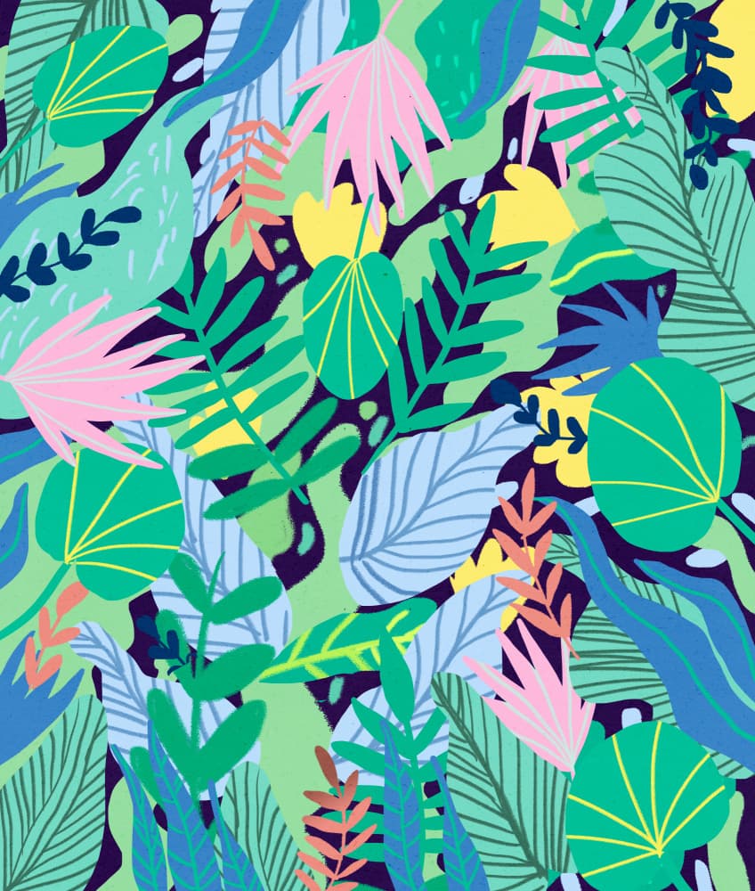 Vibrant Jungle Foliage by Uma Gokhale — canvas wall art