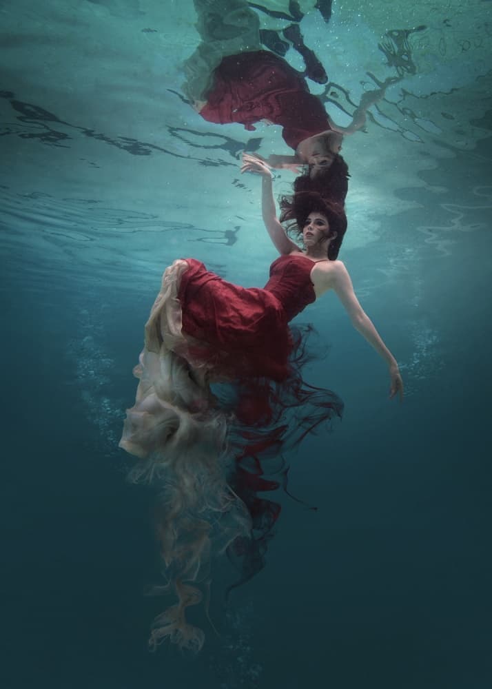 Ethereal Underwater Red Dress by Martha Suherman — canvas wall art