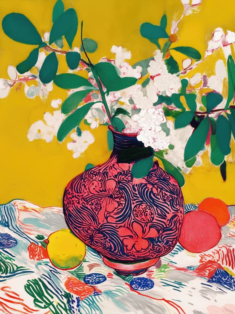 Lively Flowers and Fruit by CATS AND DOTZ — canvas wall art