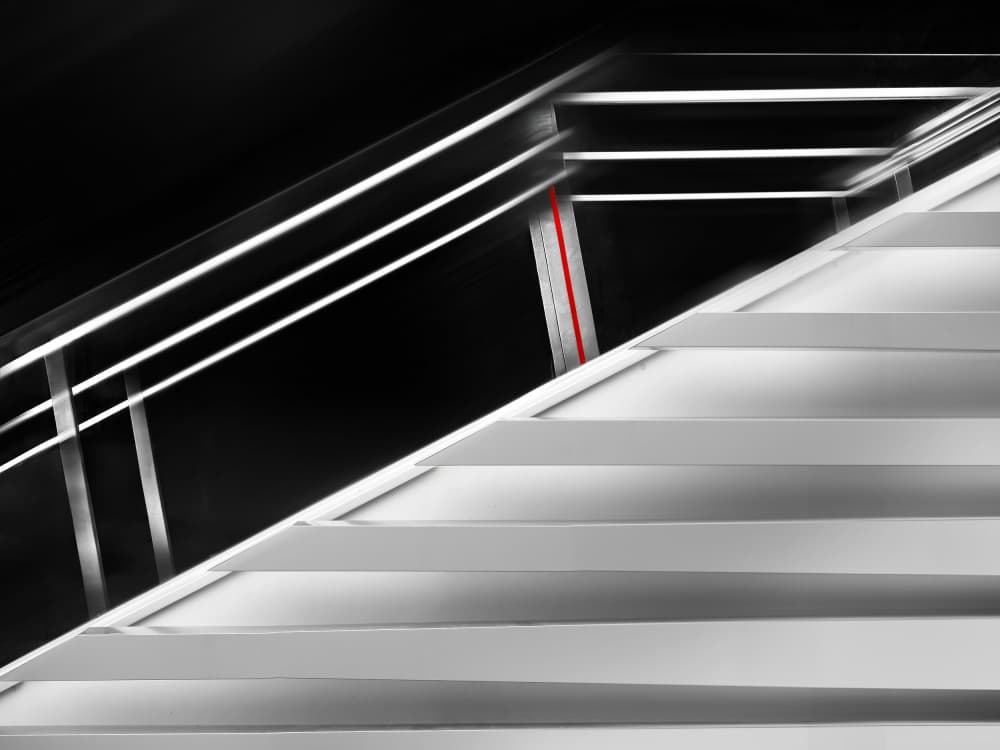 Modern Staircase Red Line by Hans-Wolfgang Hawerkamp — canvas wall art