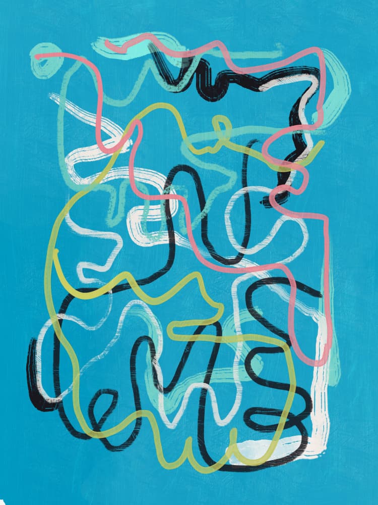 Colorful Blue Abstract Lines by Little Dean — canvas wall art