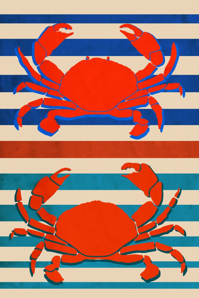 Nautical Red Crabs by casa cartissi — canvas wall art