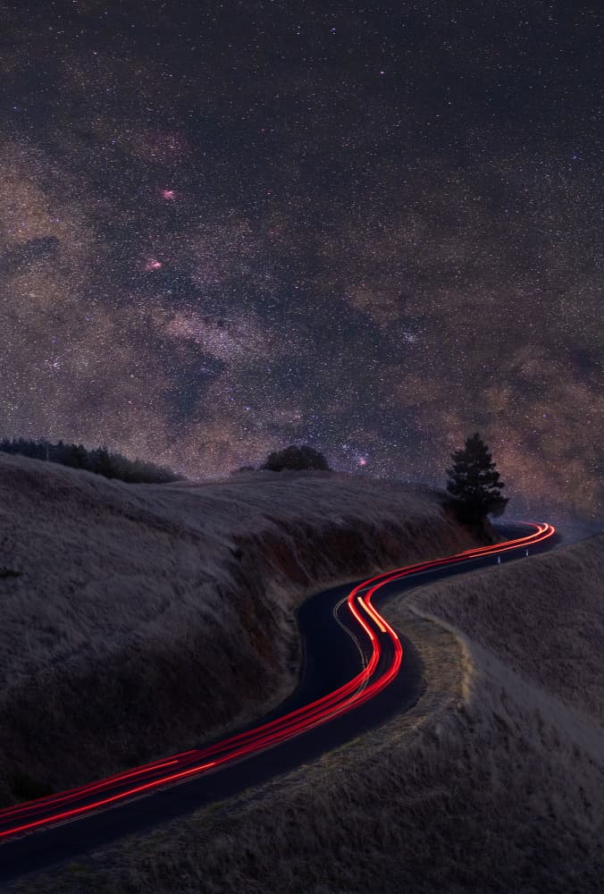 Winding Starry Road Trails by Jinghua Li — canvas wall art