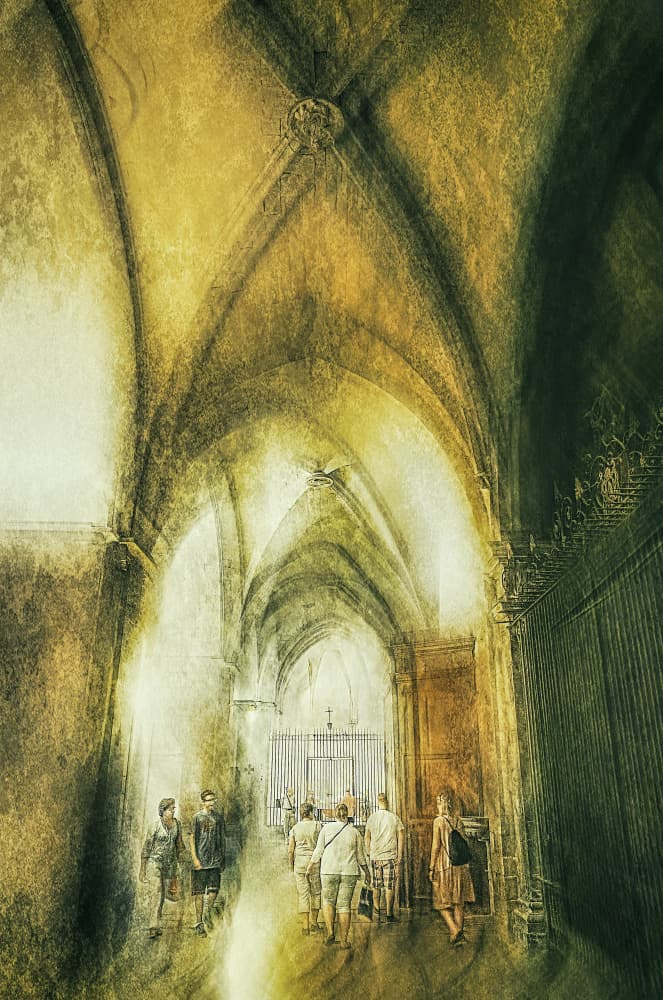 Gothic Archway Golden Light by Jan van der Linden — canvas wall art