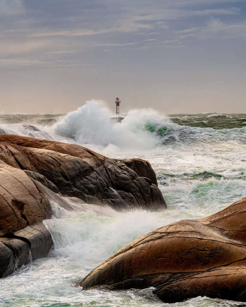 Lighthouse Crashing Waves by Dan Larsson — canvas wall art