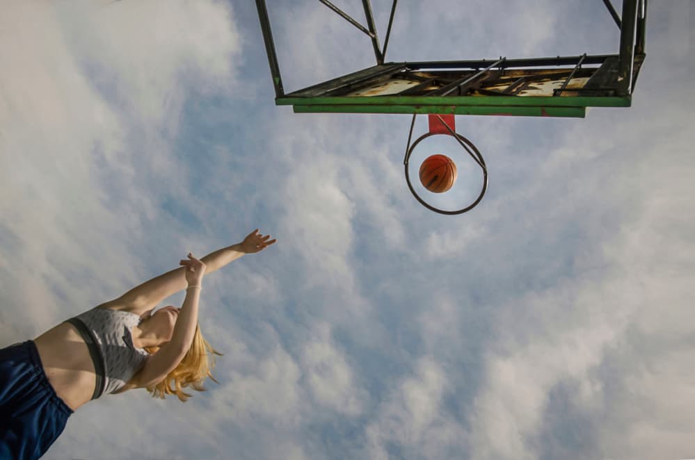 Basketball Sky Shot by Desislava Ignatova — canvas wall art