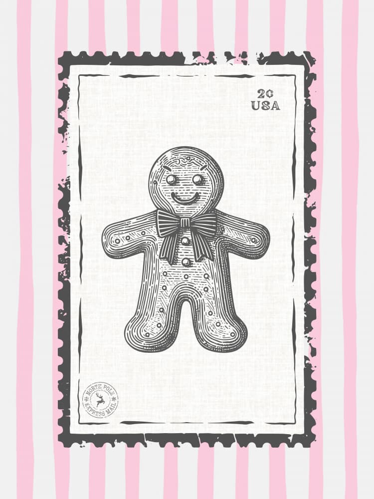 Vintage Gingerbread Stamp by Jolly and Dash — canvas wall art