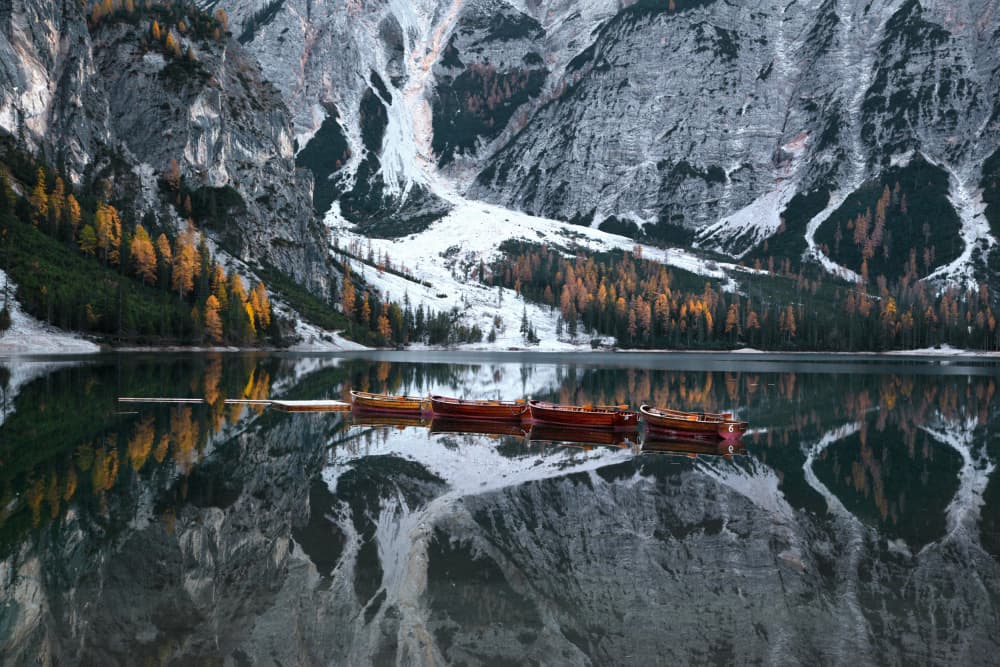 Autumn Mountain Lake Reflection by Jrmgard Sonderer — canvas wall art