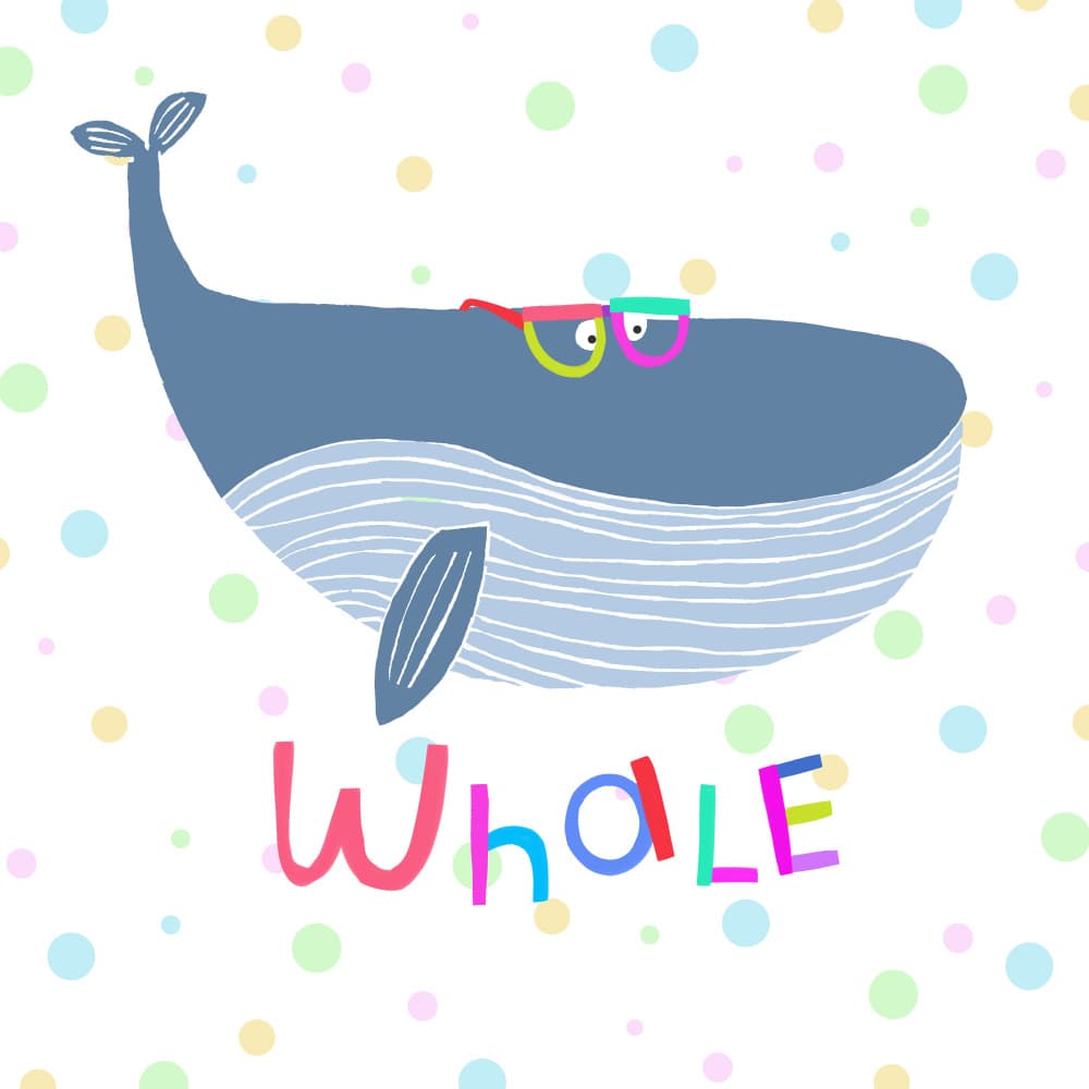 Whale in Colorful Glasses by Carla Daly — canvas wall art