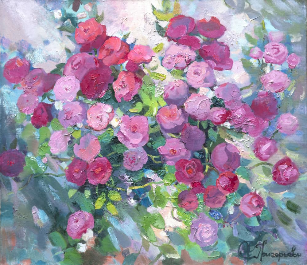 Blooming Rose Garden by Anastasiia Grygorieva — canvas wall art