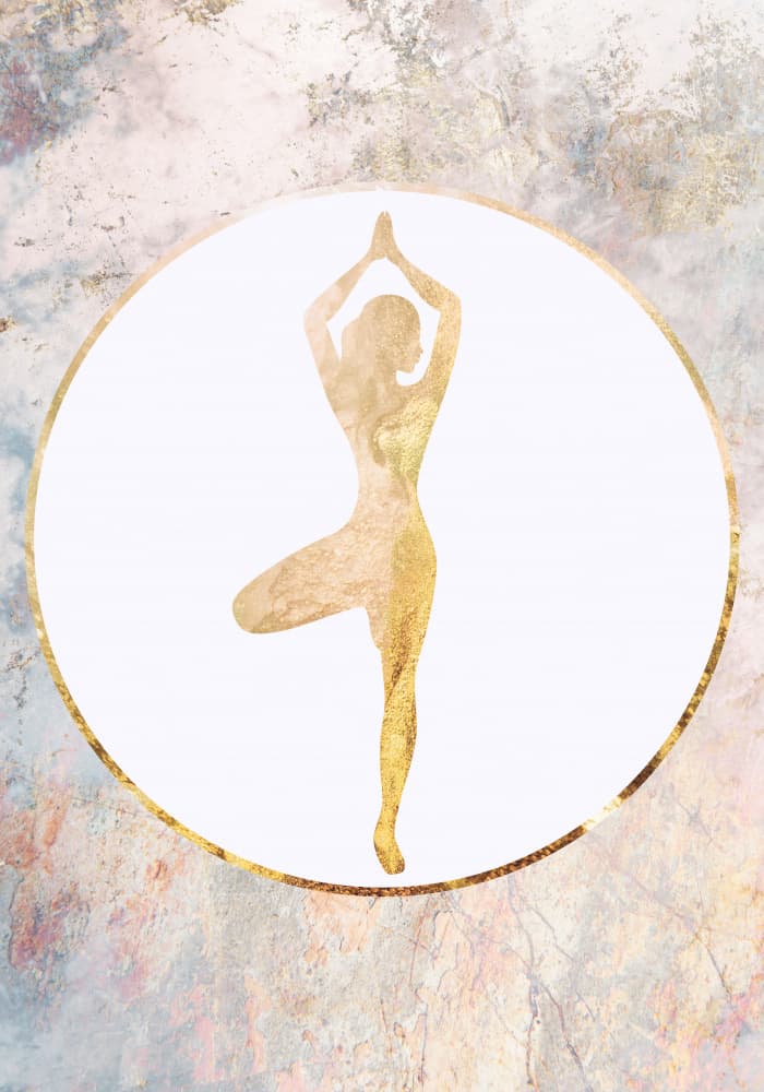 Golden Tree Pose by Sarah Manovski — canvas wall art