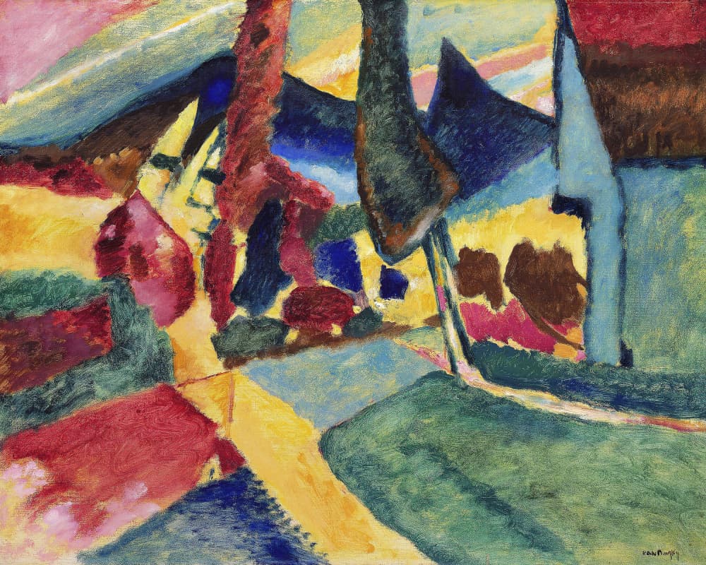 Landscape With Two Poplars (1912) by Wassily Kandinsky — canvas wall art