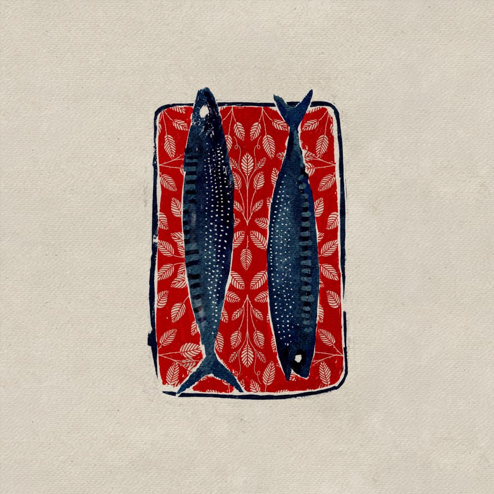 Sardines on Red by Katie O'Shea — canvas wall art