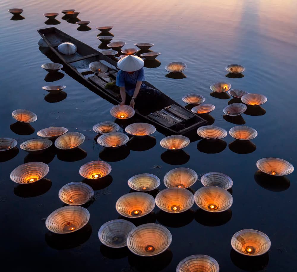 Floating Lanterns Serenity by Sarawut Intarob — canvas wall art