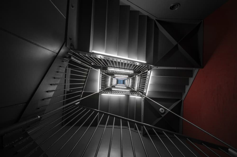 Modern Spiral Stairwell by Tomoshi Hara — canvas wall art