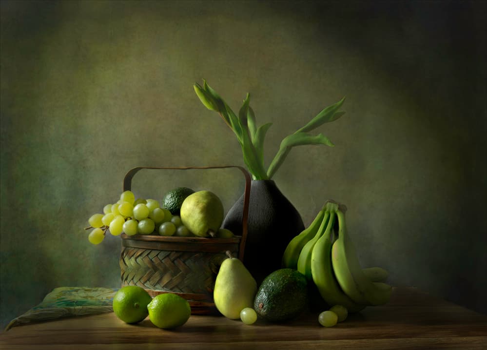 Lush Green Still Life by Rong Wei — canvas wall art