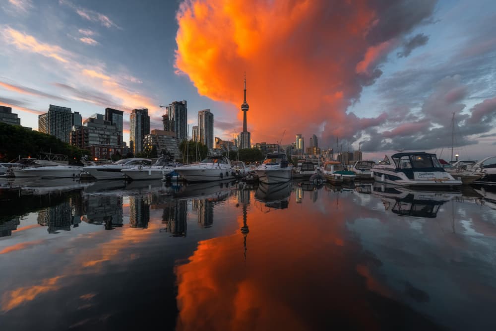 Vibrant Toronto Sunset by Steve Zhang — canvas wall art
