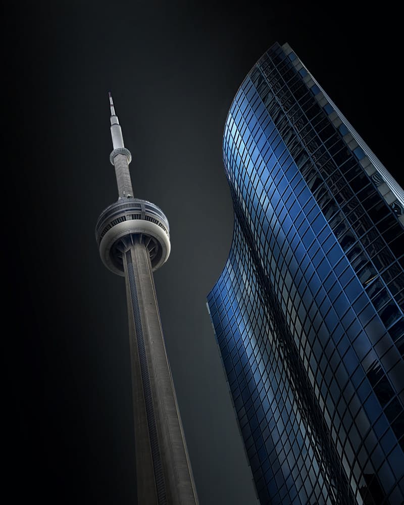 CN Tower Blue Skyscraper by Louie Luo — canvas wall art
