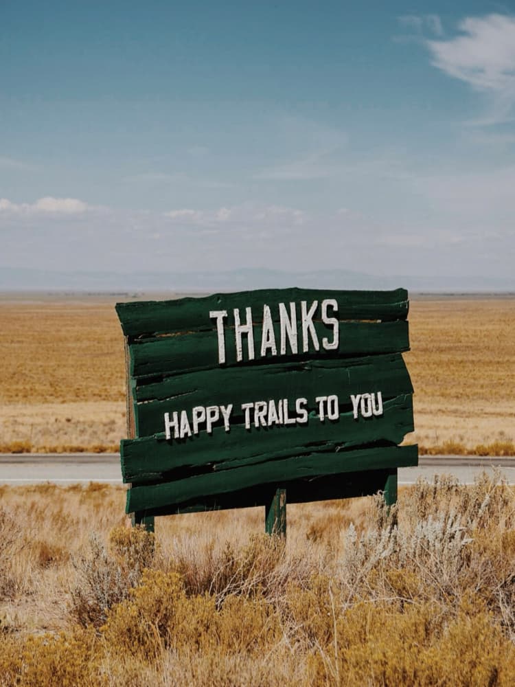 Thanks Happy Trails Sign by Del Mundo Imagery — canvas wall art