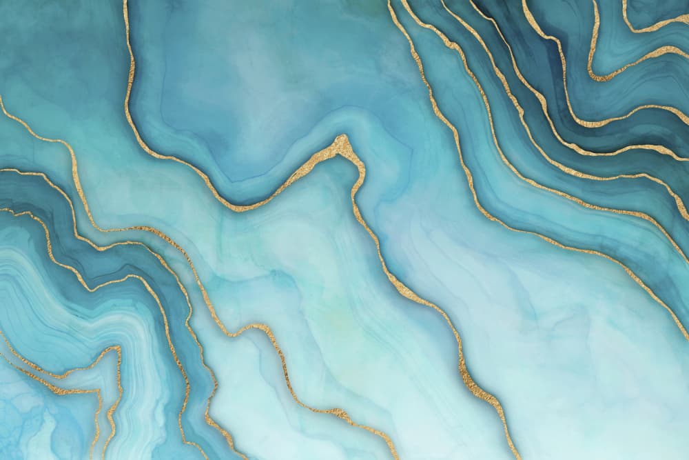 Fluid Blue Gold Marble by Andrea Haase — canvas wall art