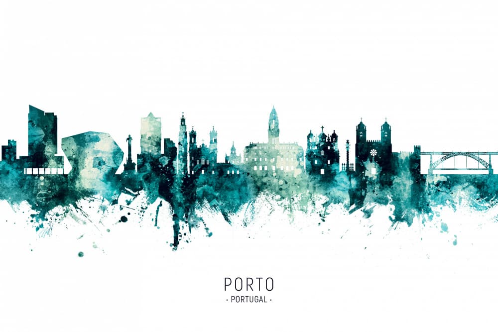 Porto Portugal Skyline by Michael Tompsett — canvas wall art