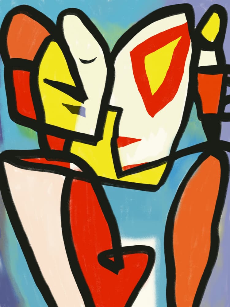Tender Abstract Faces by Little Dean — canvas wall art