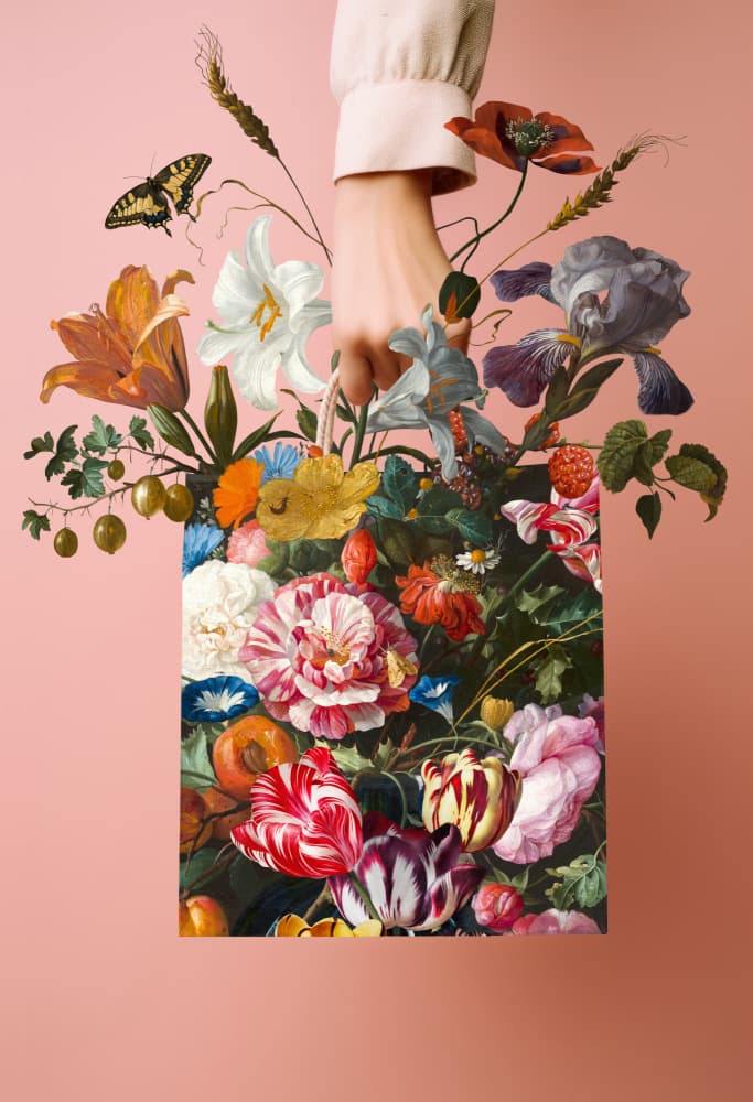 Opulent Floral Shopping by Marja van den Hurk — canvas wall art
