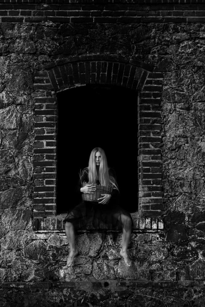 Mysterious Girl in Window by Leszek Paradowski — canvas wall art