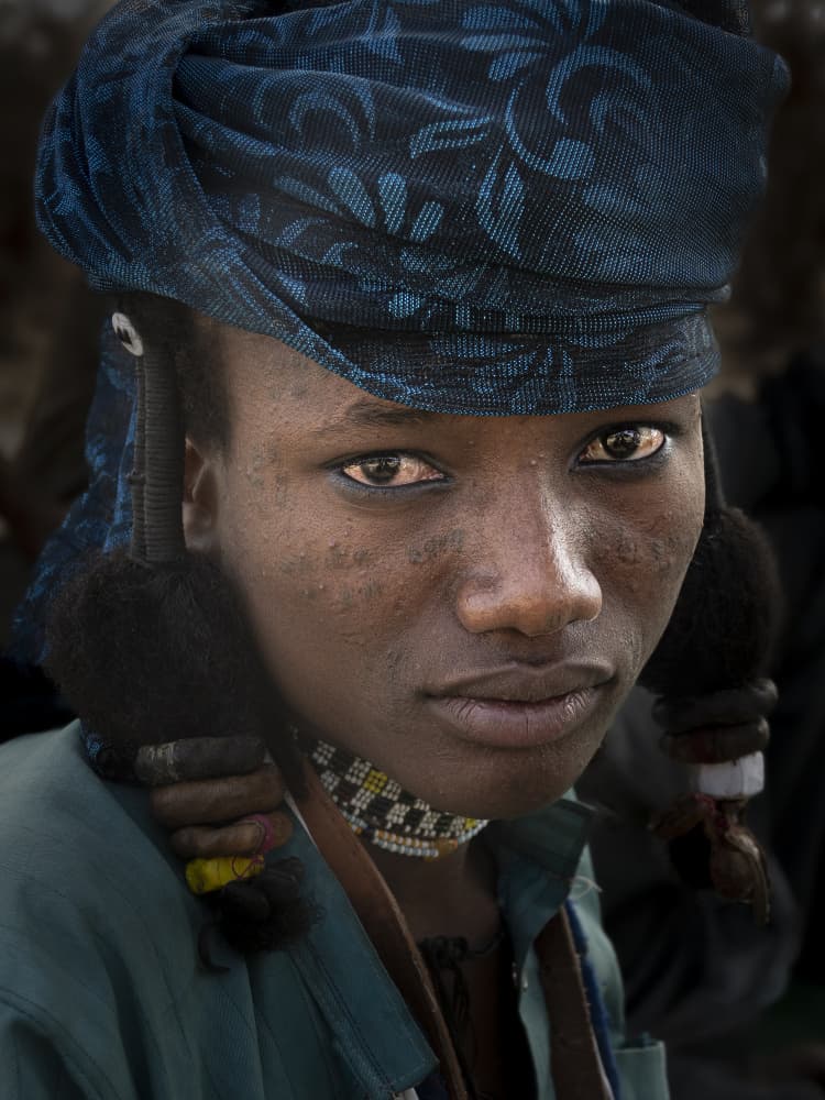 Blue Turban Gaze by Elena Molina — canvas wall art