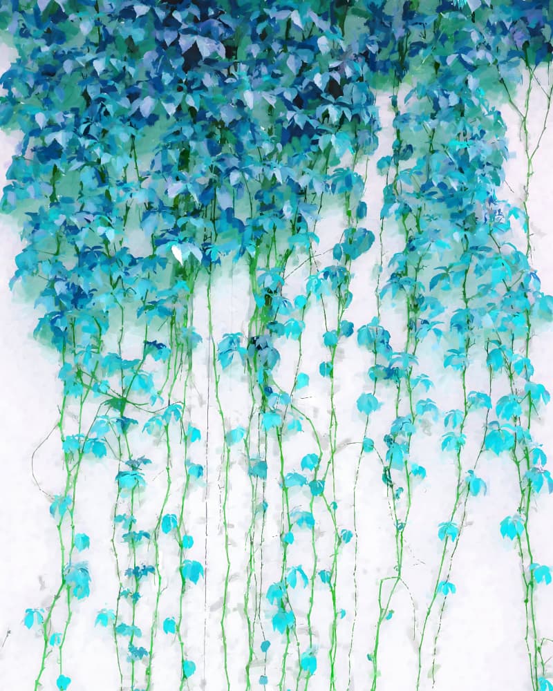 Turquoise Leaves Wall by Uma Gokhale — canvas wall art