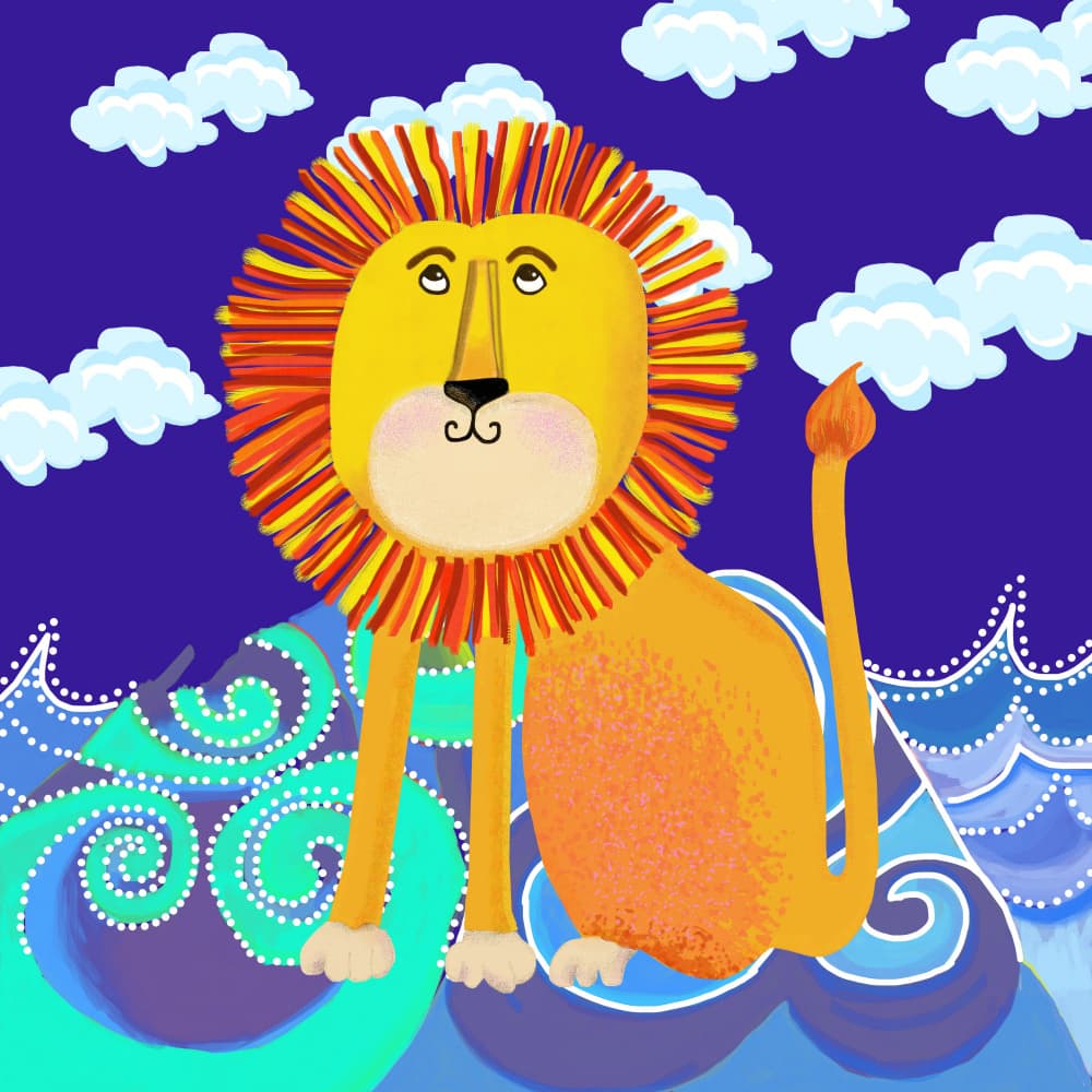 Whimsical Lion Ocean by Lynnda Rakos — canvas wall art